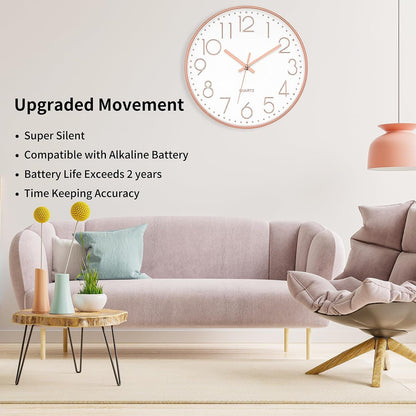 12" Wall Clock – Silent Sweep, Battery Operated
