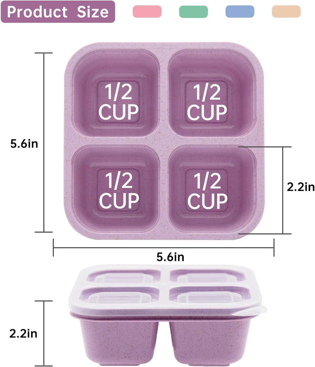 4-Compartment Snack Boxes – Portable Meal Prep Containers, Set of 5
