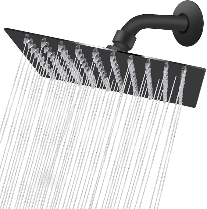 8" Square Rainfall Shower Head – High Pressure, Stainless Steel