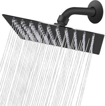 8" Square Rainfall Shower Head – High Pressure, Stainless Steel