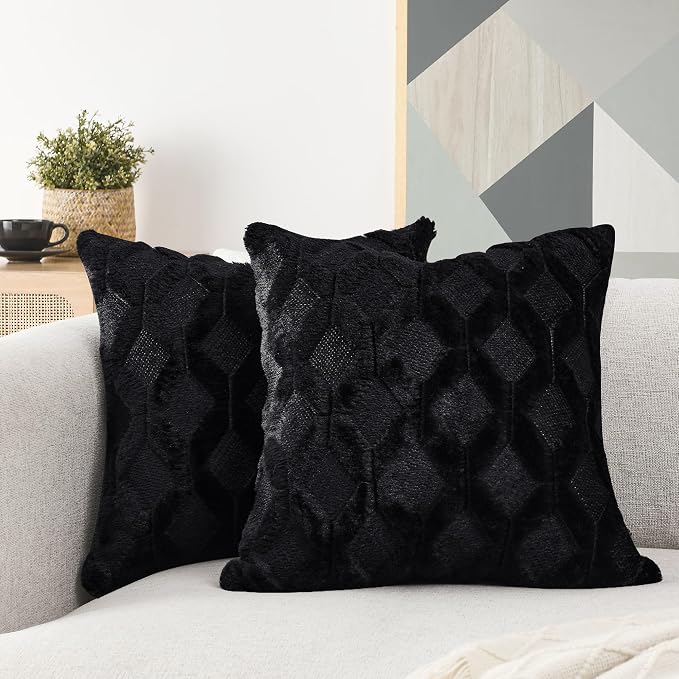 Cable Knit Faux Wool Throw Pillow Covers, 20x20" Set of 2
