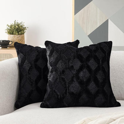 Cable Knit Faux Wool Throw Pillow Covers, 20x20" Set of 2