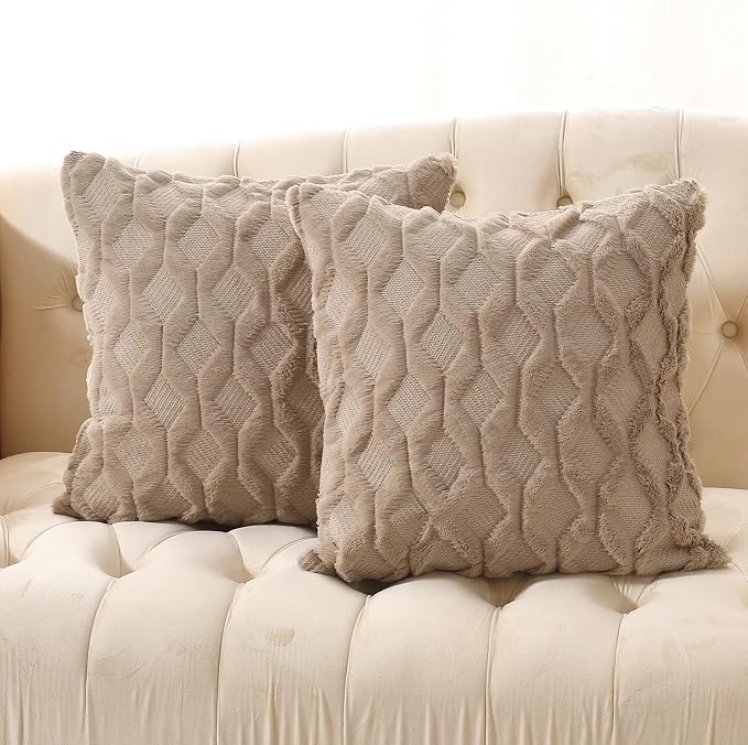 Cable Knit Faux Wool Throw Pillow Covers, 20x20" Set of 2