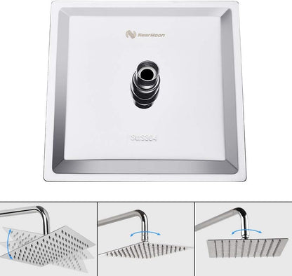 8" Square Rainfall Shower Head – High Pressure, Stainless Steel