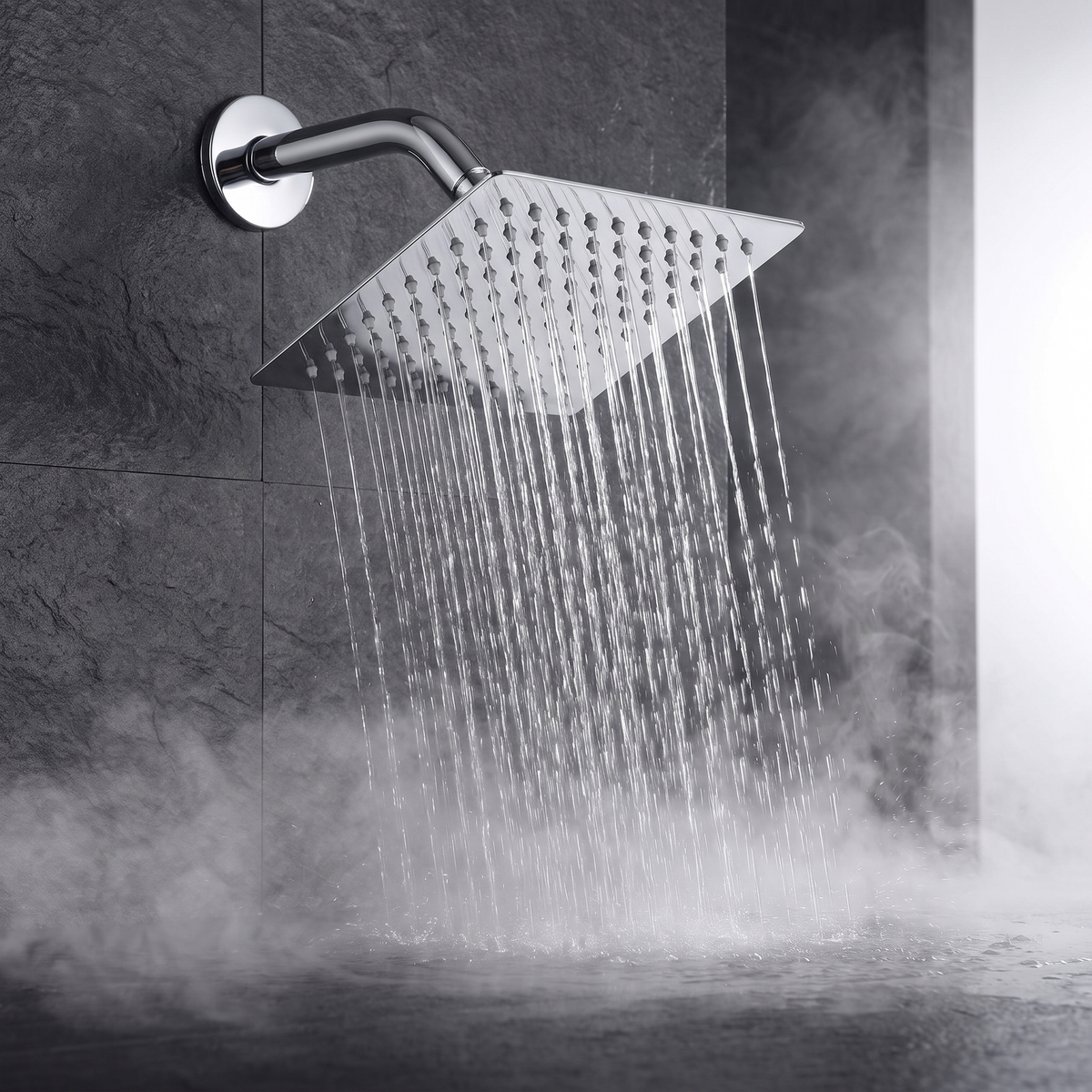 8" Square Rainfall Shower Head – High Pressure, Stainless Steel