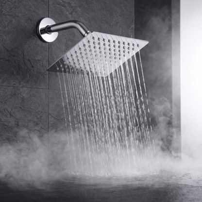 8" Square Rainfall Shower Head – High Pressure, Stainless Steel
