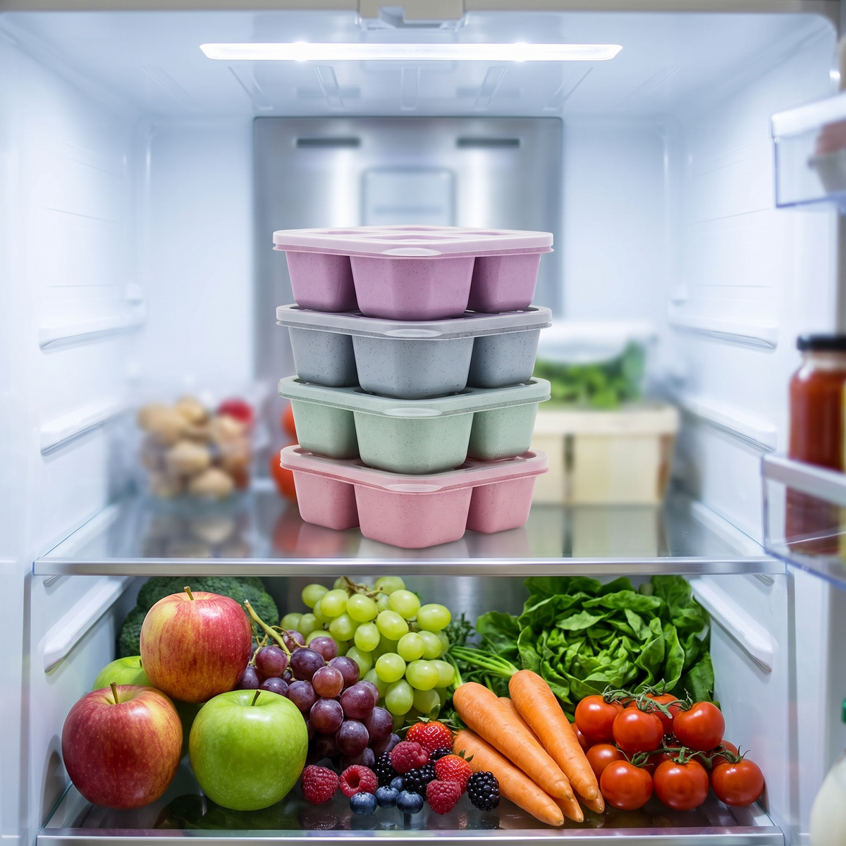 4-Compartment Snack Boxes – Portable Meal Prep Containers, Set of 5