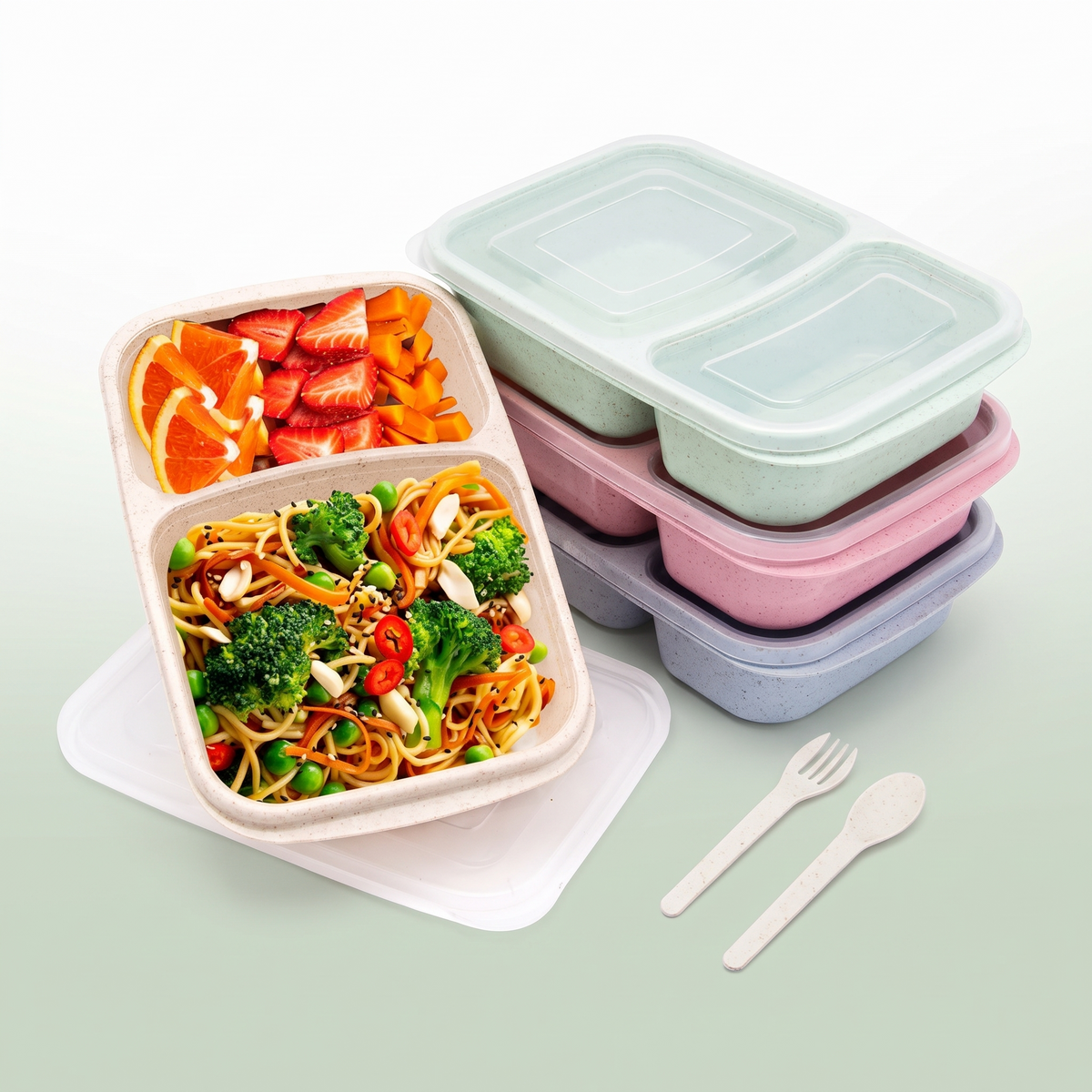 4-Compartment Snack Boxes – Portable Meal Prep Containers, Set of 5