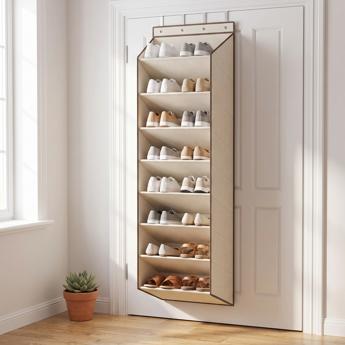 Over-the-Door Shoe Organizer – Narrow Closet Rack, Deep Pockets
