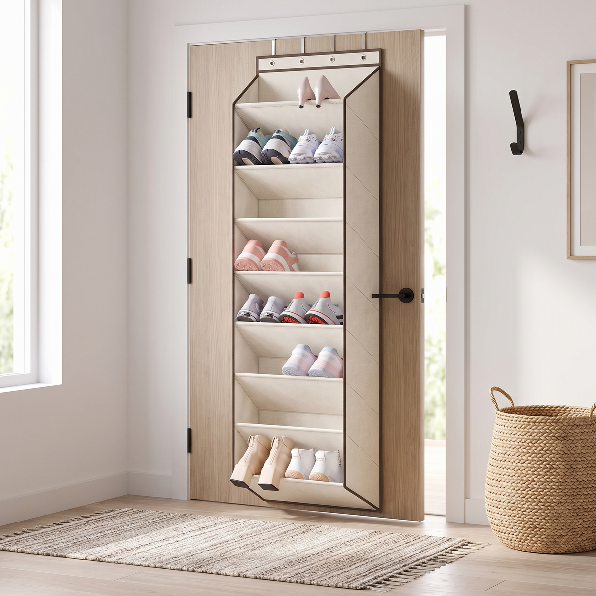 Over-the-Door Shoe Organizer – Narrow Closet Rack, Deep Pockets