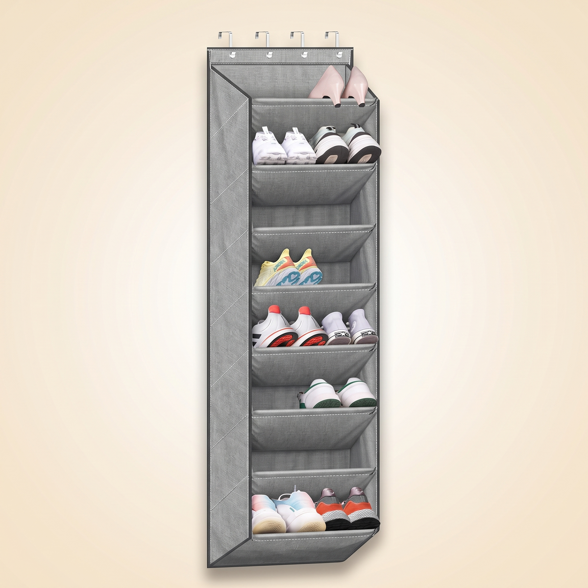 Over-the-Door Shoe Organizer – Narrow Closet Rack, Deep Pockets